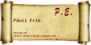 Pásti Erik névjegykártya